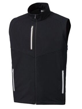 FootJoy Golf Men's Black Lightweight Softshell Vest with White Zippers